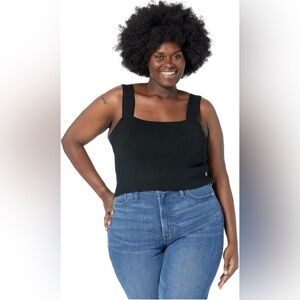 Madewell Black Ribbed Crop Tank Top